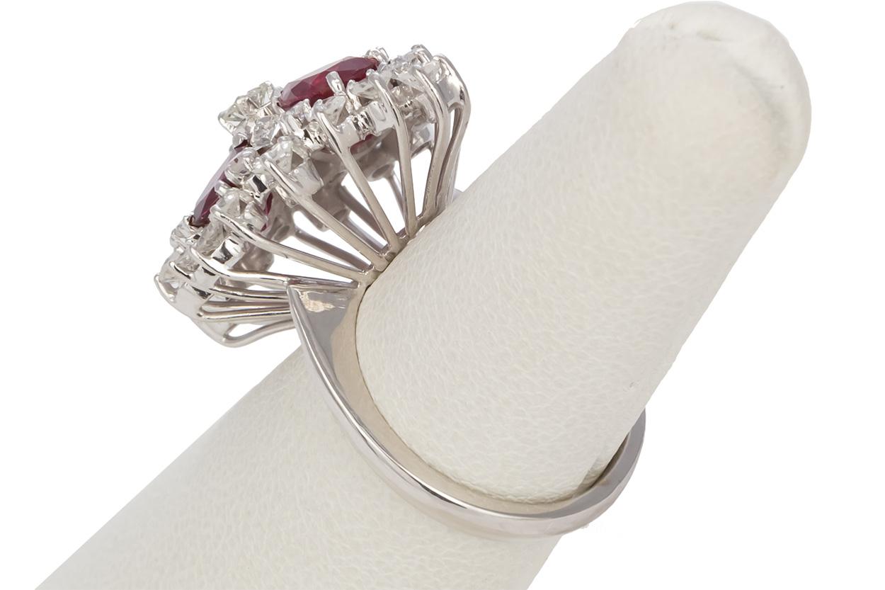 18 Karat White Gold Ruby and Diamond Cocktail Fashion Ring For Sale 2