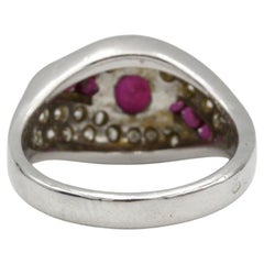 18K White Gold Ruby & Diamond Cocktail Ring – 0.35 ct Ruby, 26 Pavé Diamonds
