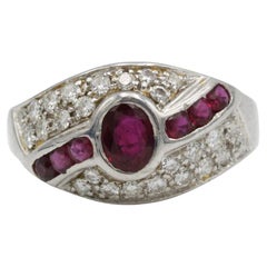 18K White Gold Ruby & Diamond Cocktail Ring – 0.35 ct Ruby, 26 Pavé Diamonds