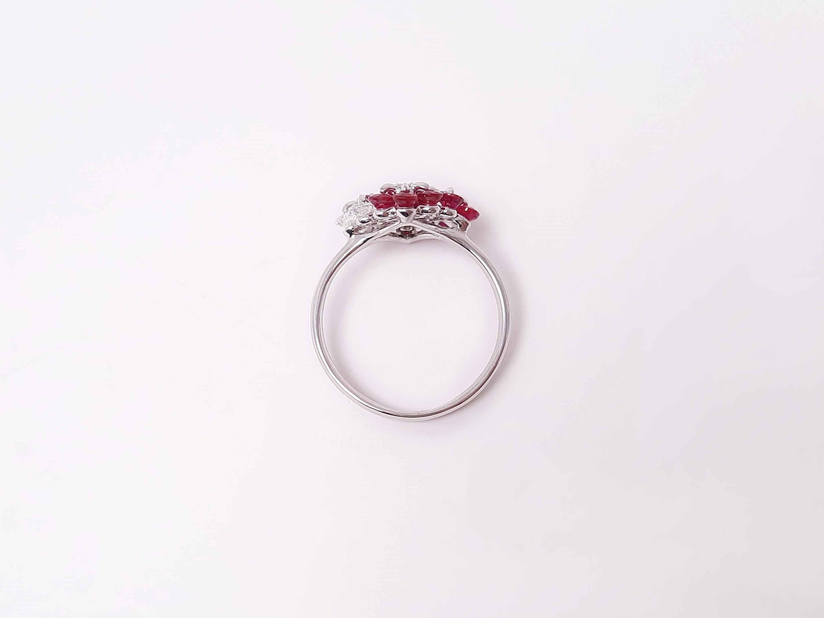 MOISEIKIN’s new Waltz of Flower ring captures the sense of beauty in motion. Created in 18K white gold and strictly selected, this stunning ring features over 1 carat of Burmese rubies and 0.20 carats of diamonds, releasing luminous sophistication.