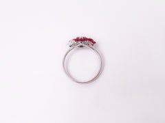 18K White Gold Ruby Diamond Floral Ring by MOISEIKIN