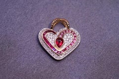 18K White Gold Ruby & Diamond 'Heart' Pendant