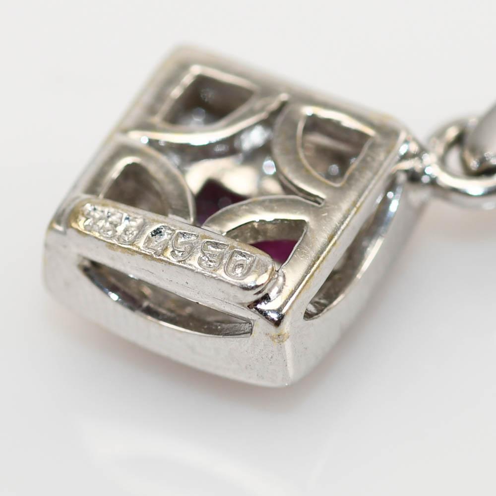 18K White Gold Ruby & Diamond Pendant .10tdw, 3.1g For Sale 2