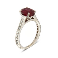 18K White Gold Ruby Diamond Ring GIA Certified 'Center-2.68 Carat'
