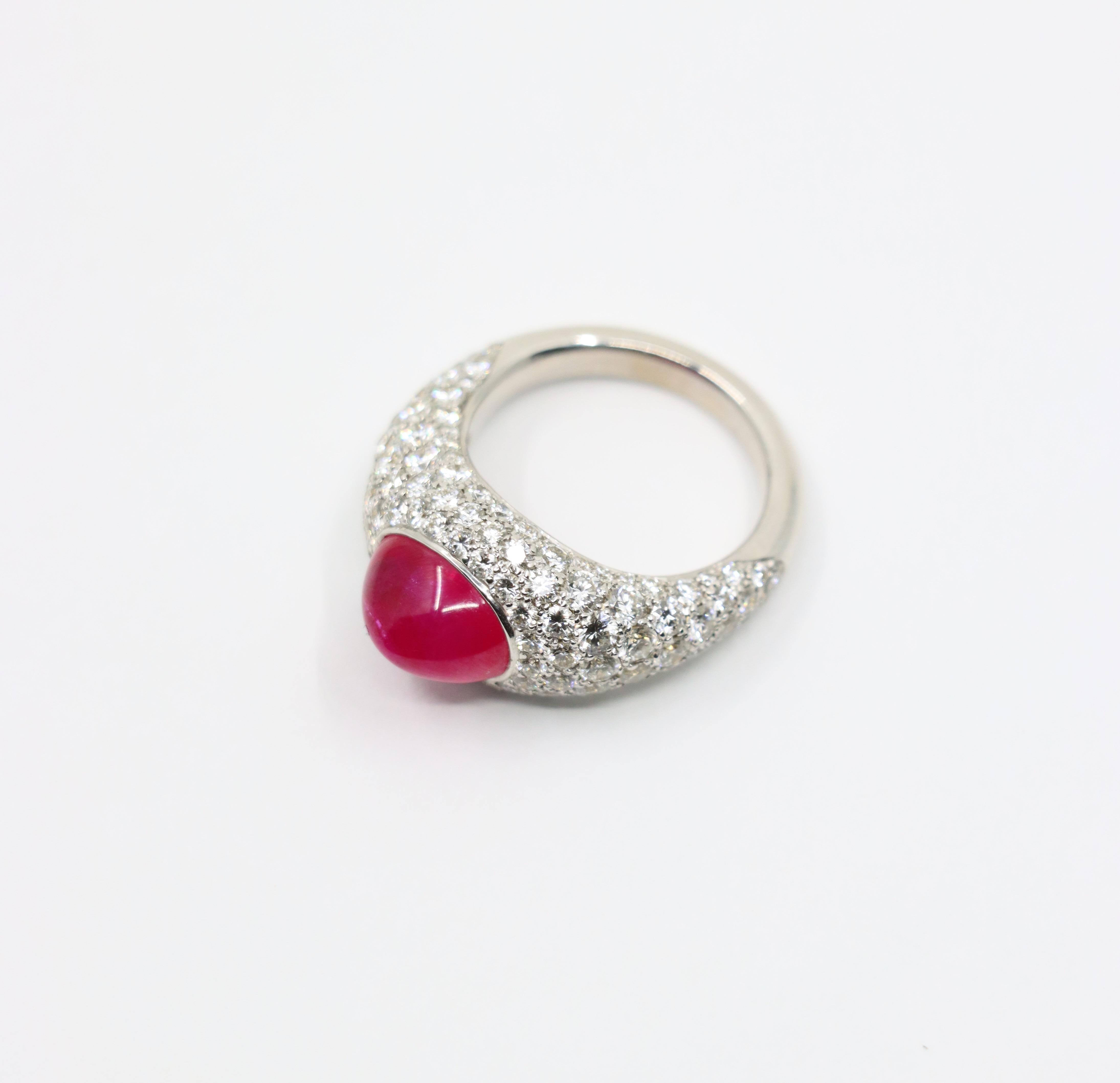 18K White Gold Ruby Diamonds Ring For Sale 5