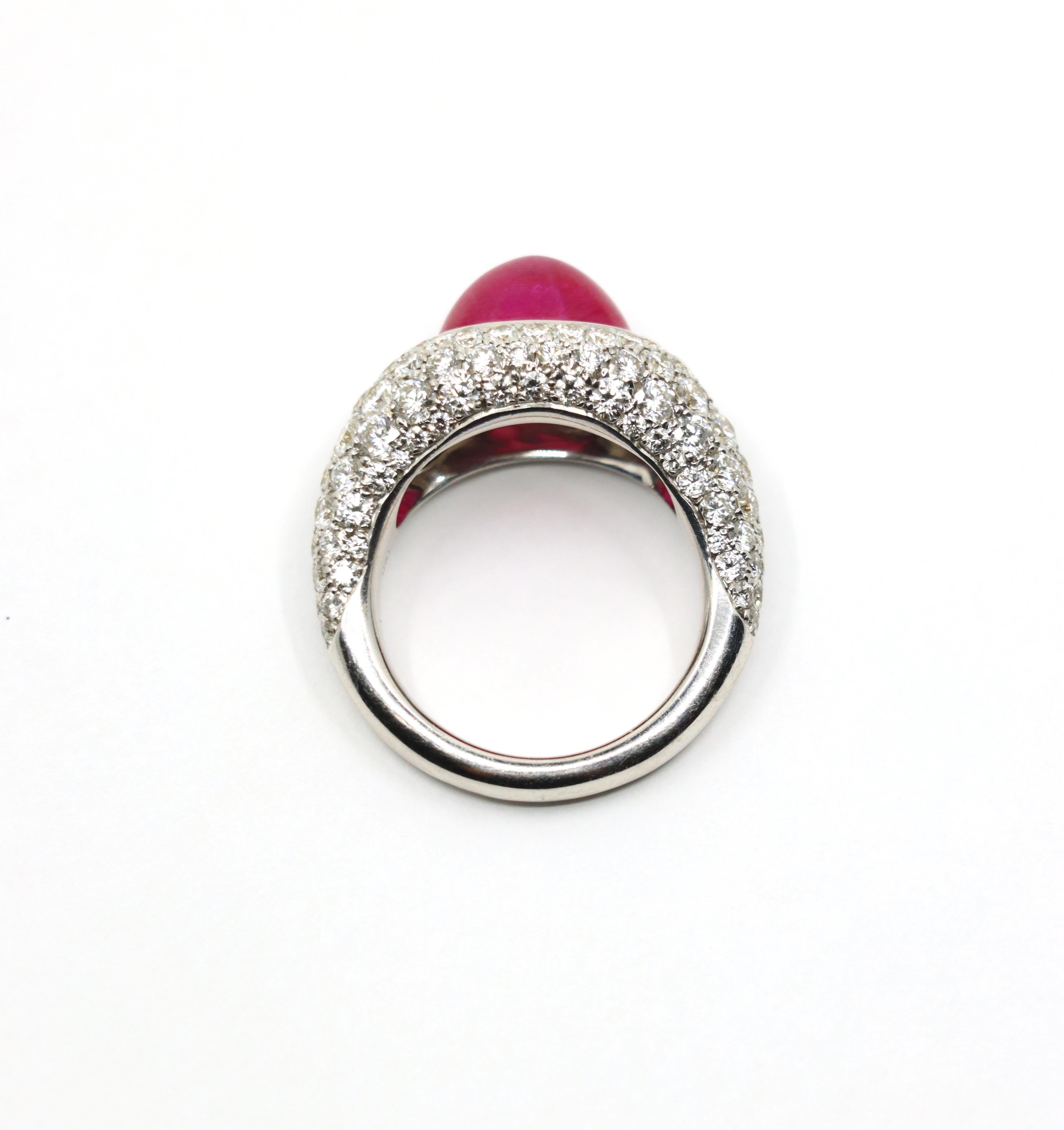 18K White Gold Ruby Diamonds Ring For Sale 6