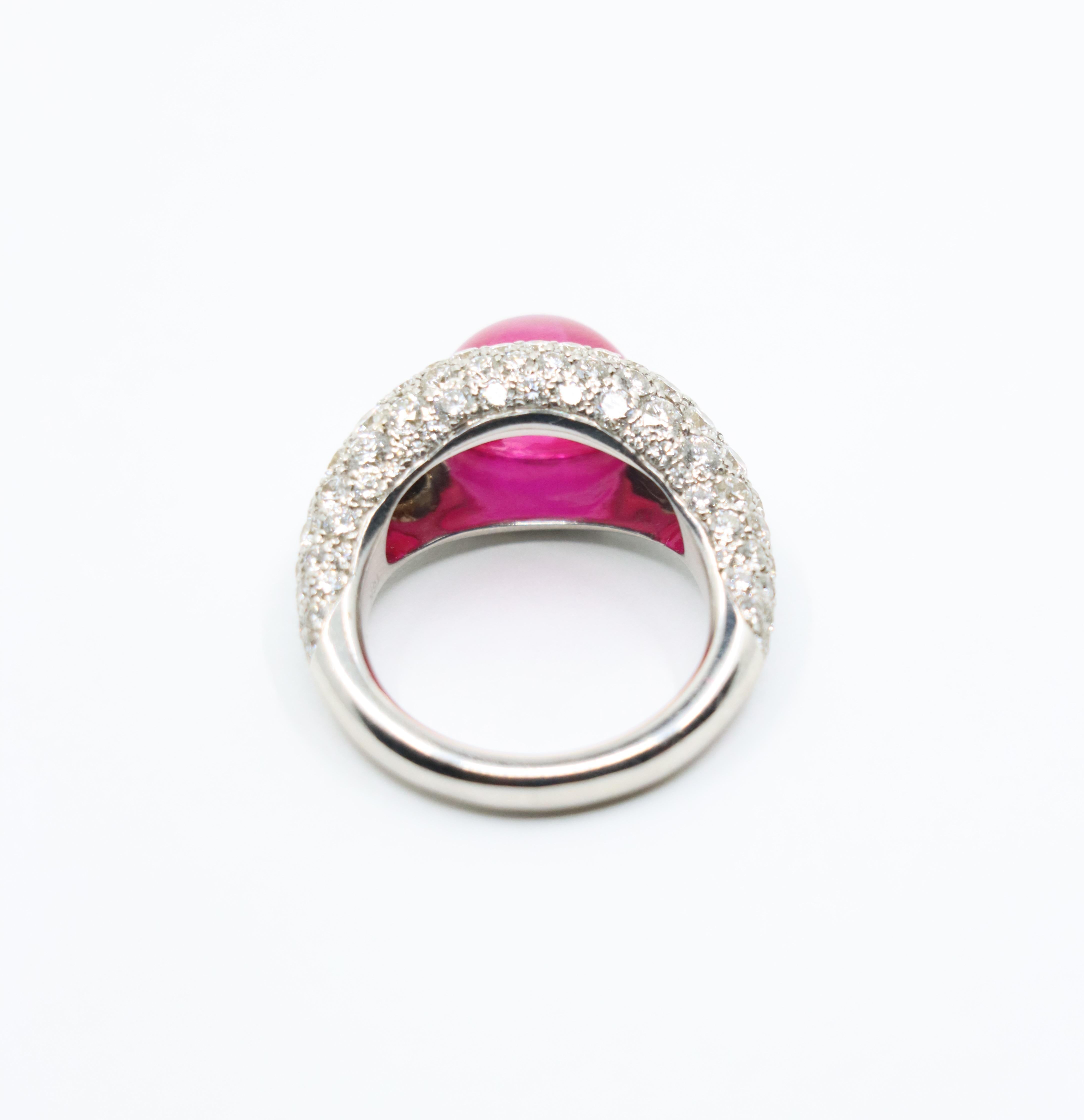 18K White Gold Ruby Diamonds Ring For Sale 7