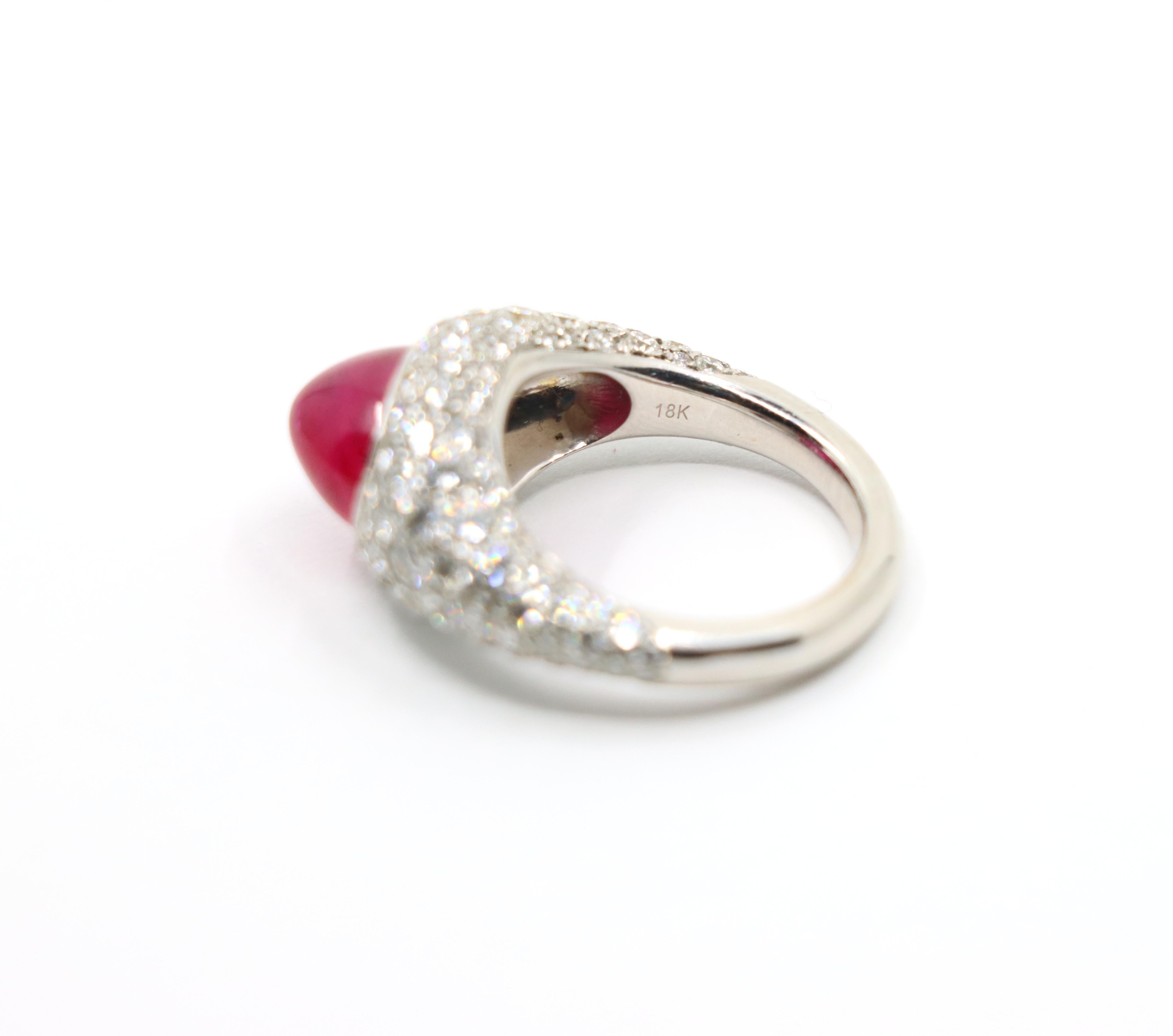 18K White Gold Ruby Diamonds Ring For Sale 8