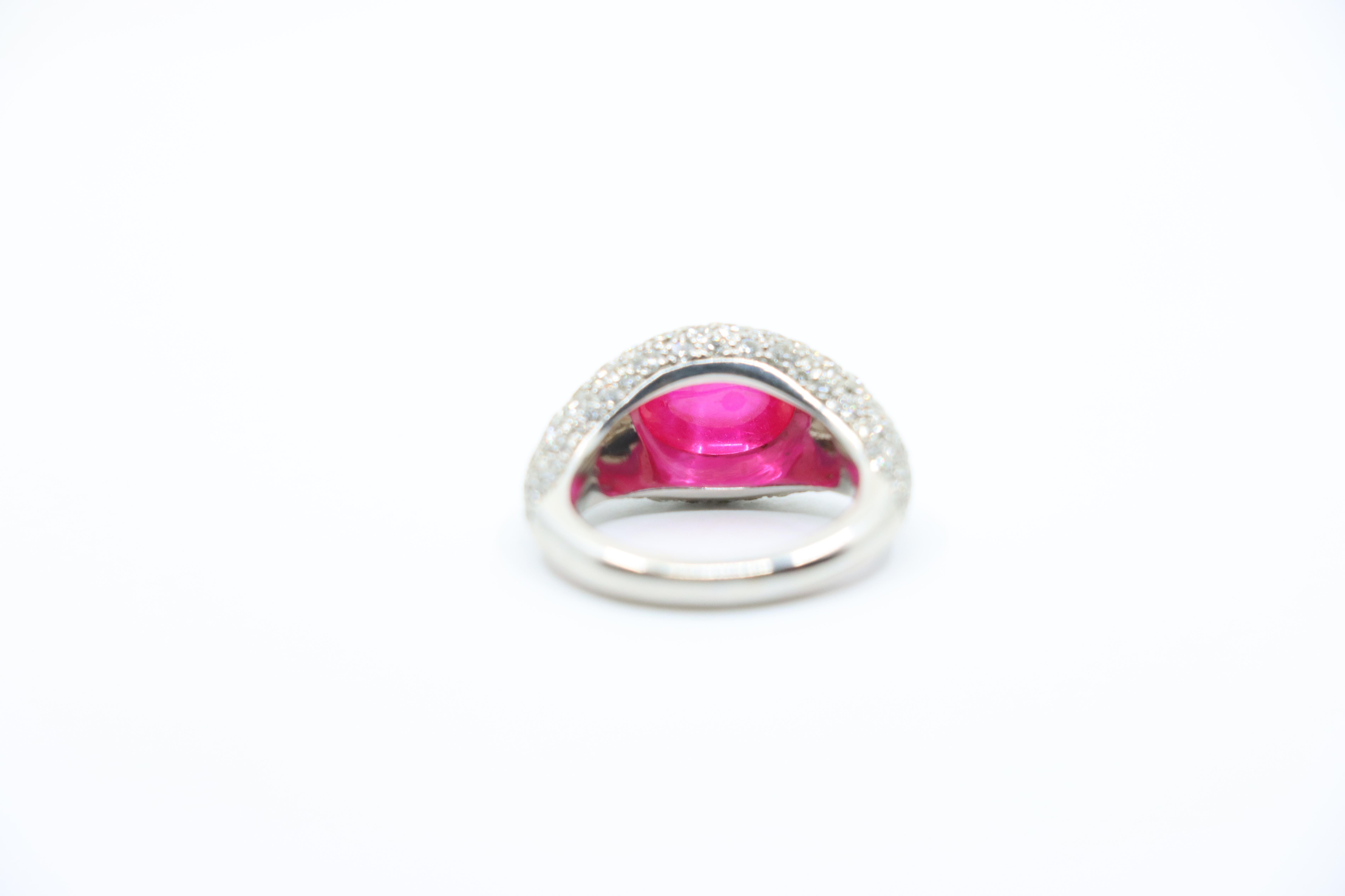 18K White Gold Ruby Diamonds Ring For Sale 9