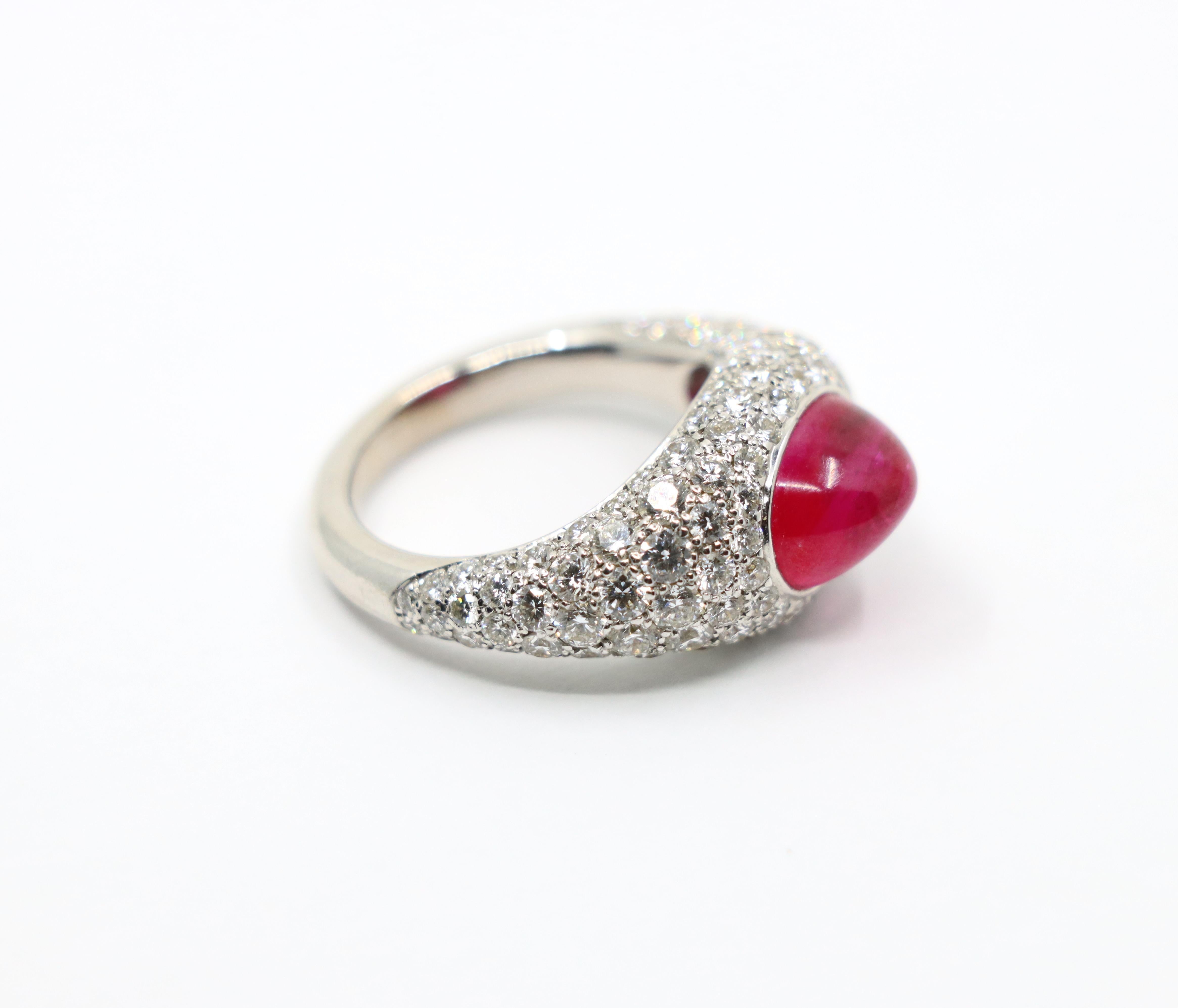 18K White Gold Ruby Diamonds Ring For Sale 10