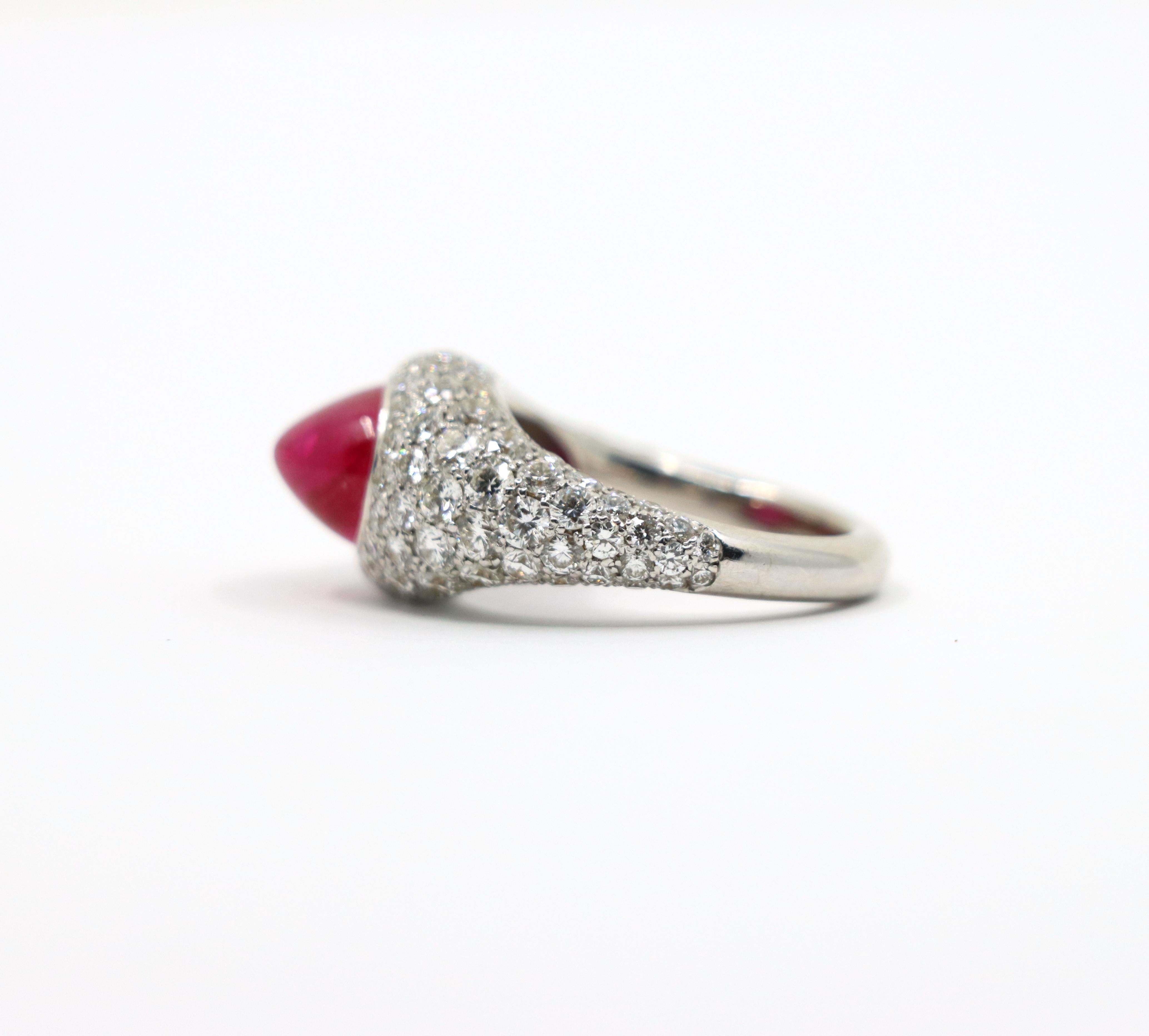 18K White Gold Ruby Diamonds Ring For Sale 12