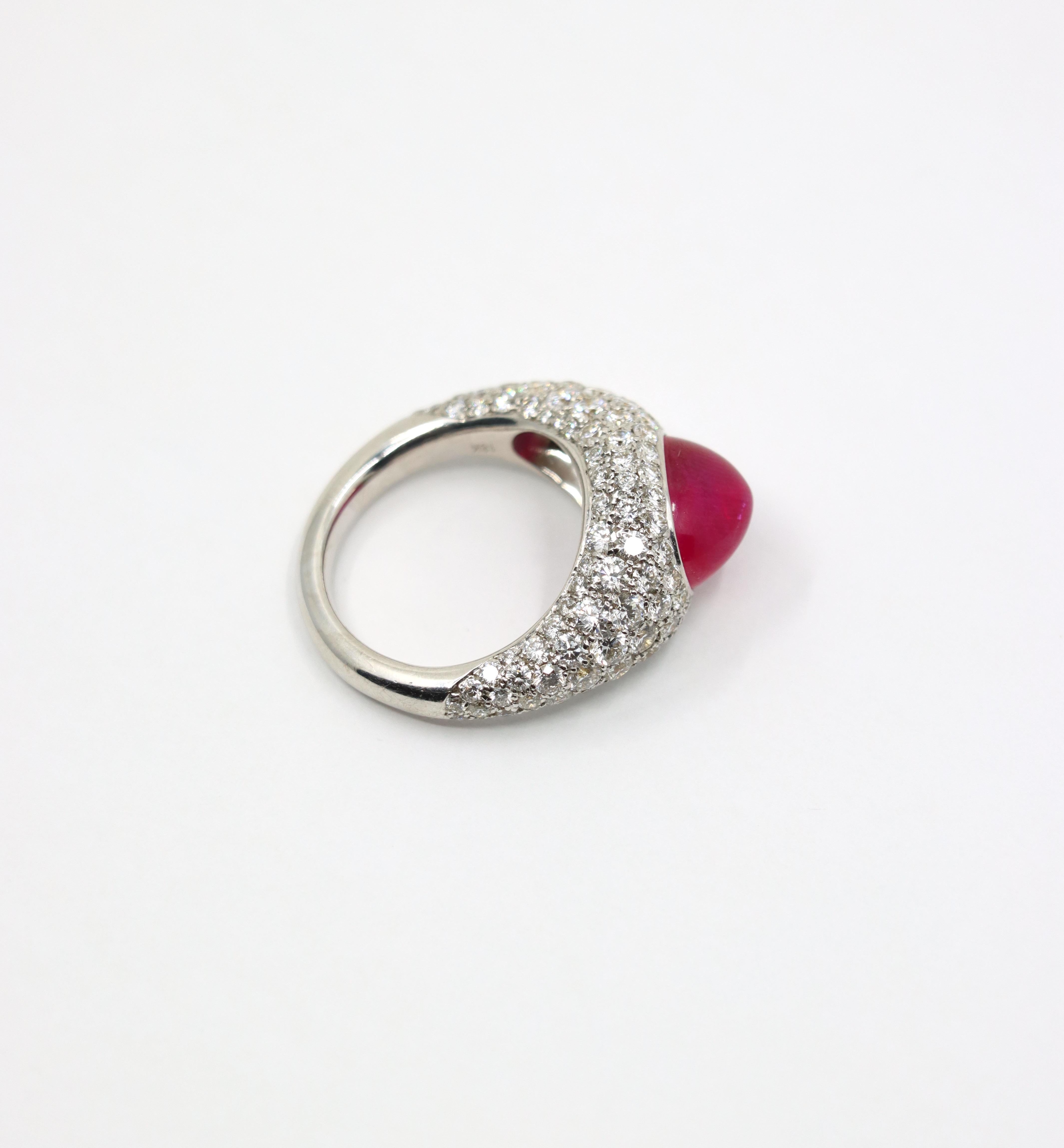 18K White Gold Ruby Diamonds Ring For Sale 13