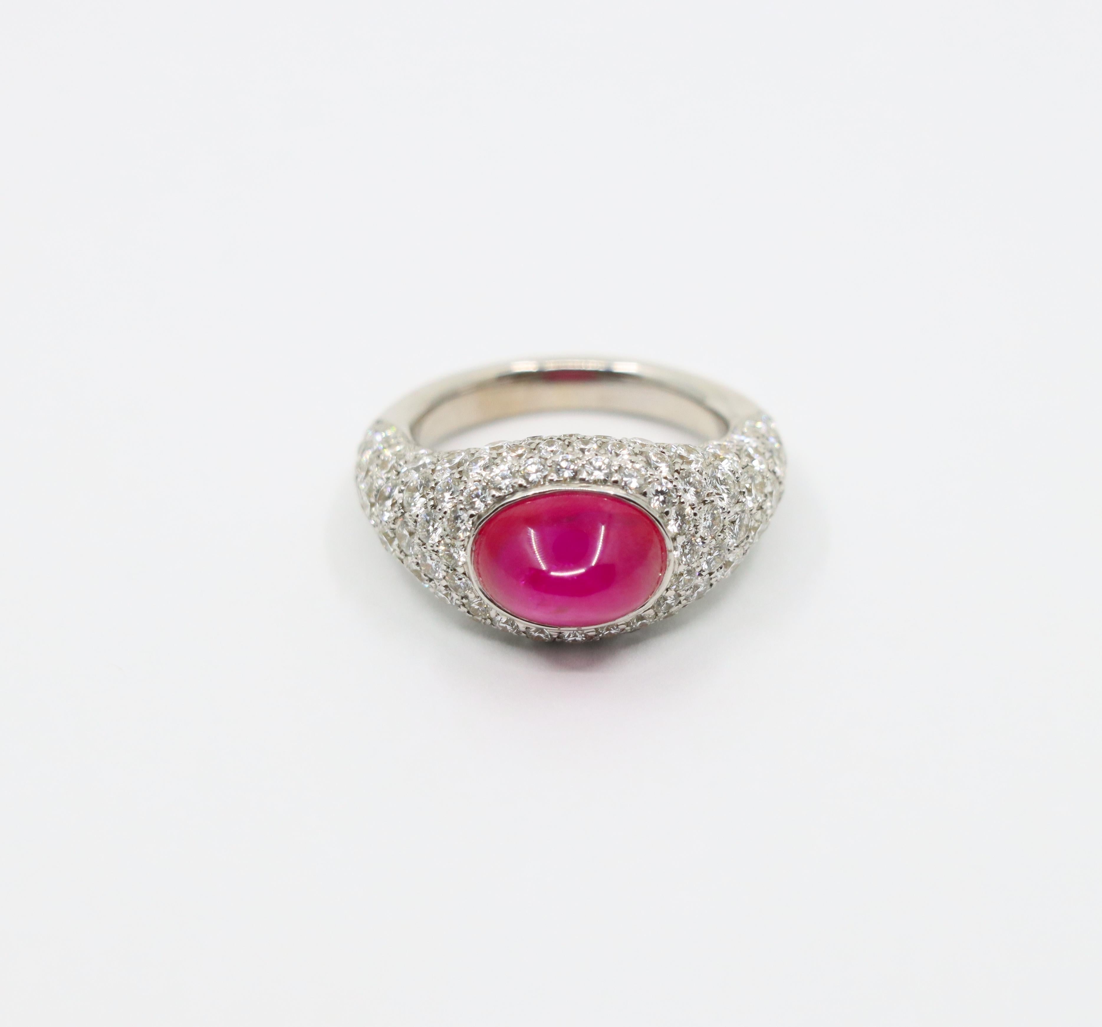 18K White Gold Ruby Diamonds Ring For Sale 1