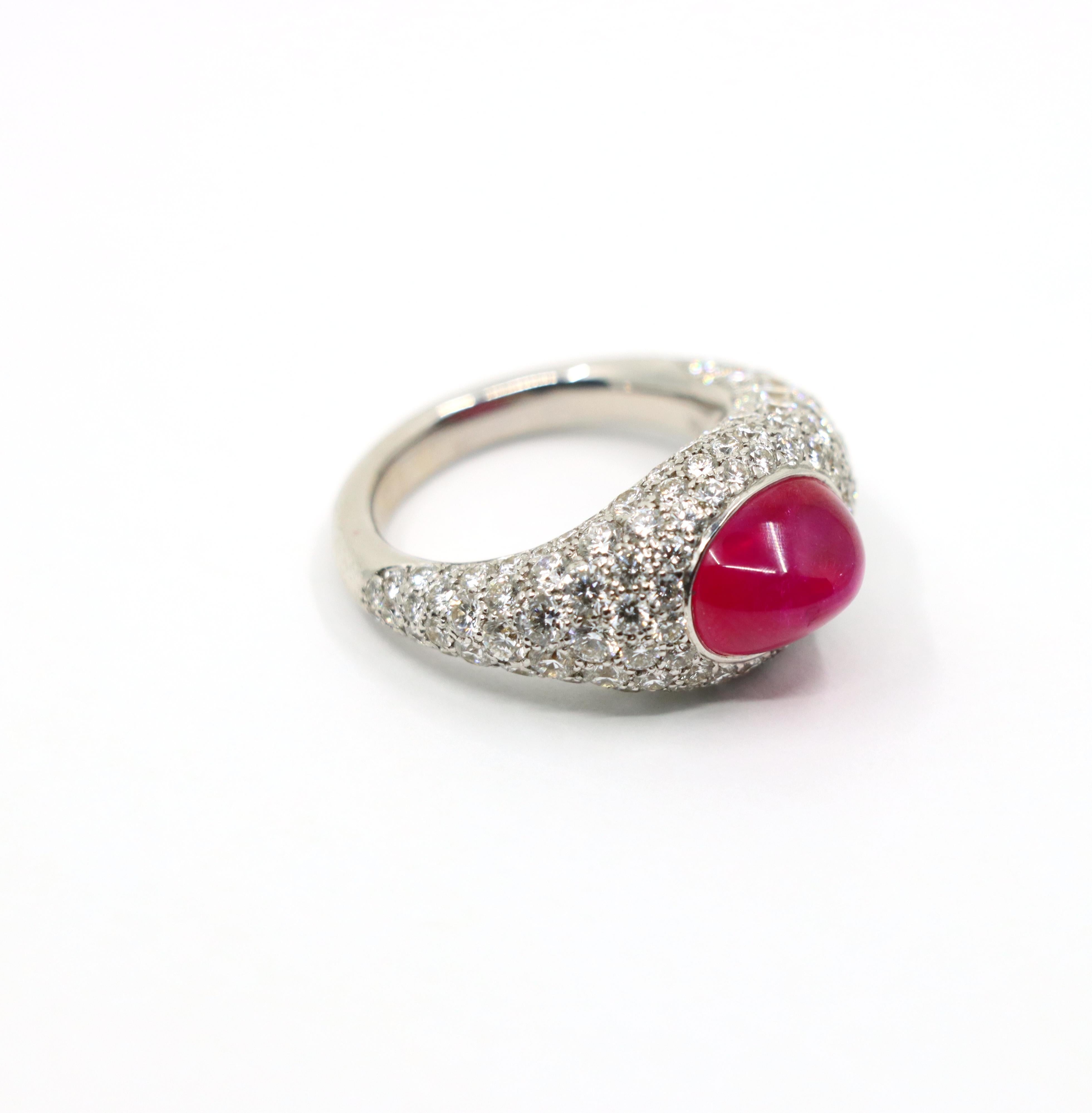 18K White Gold Ruby Diamonds Ring For Sale 2