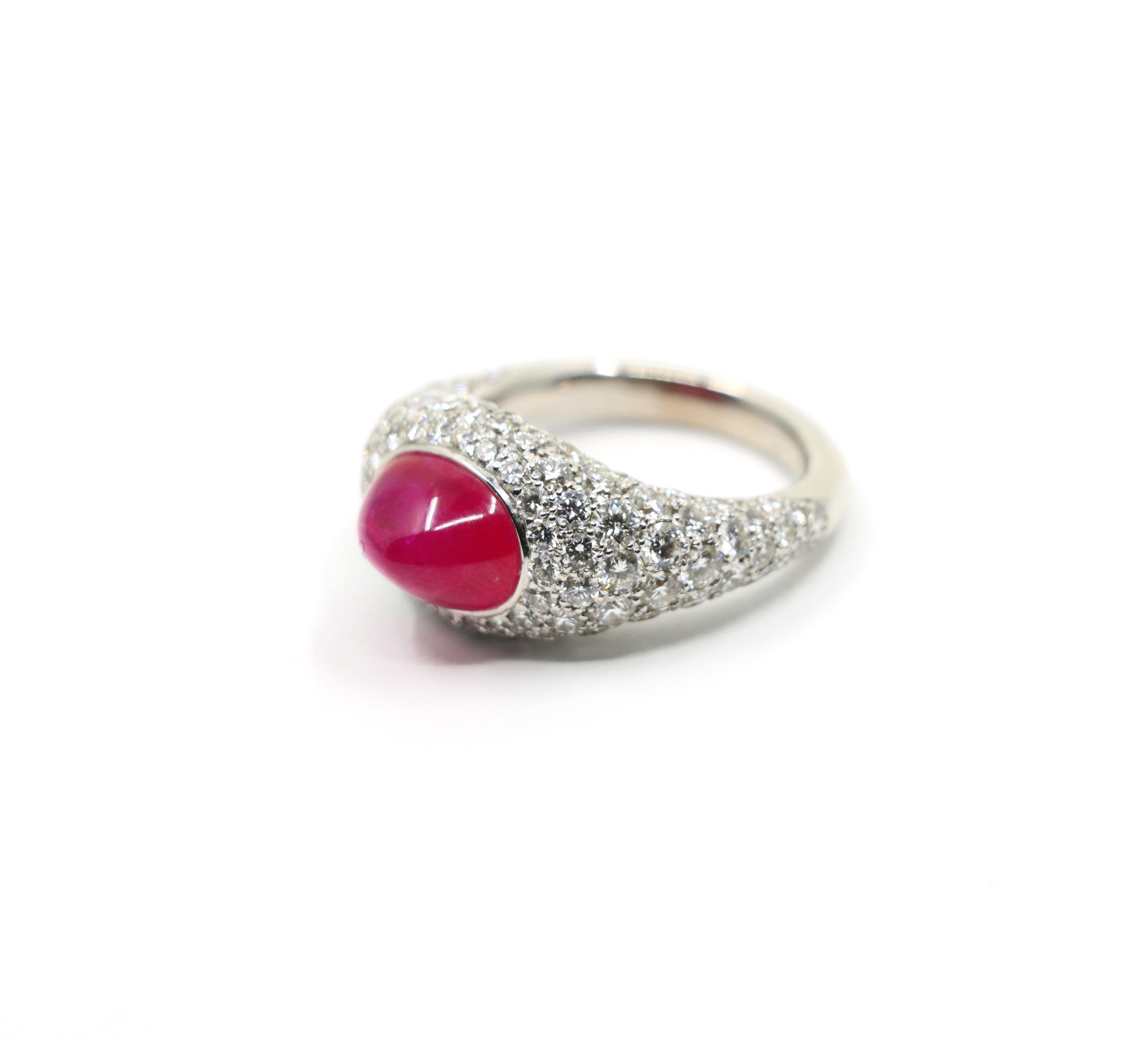 18K White Gold Ruby Diamonds Ring For Sale 3