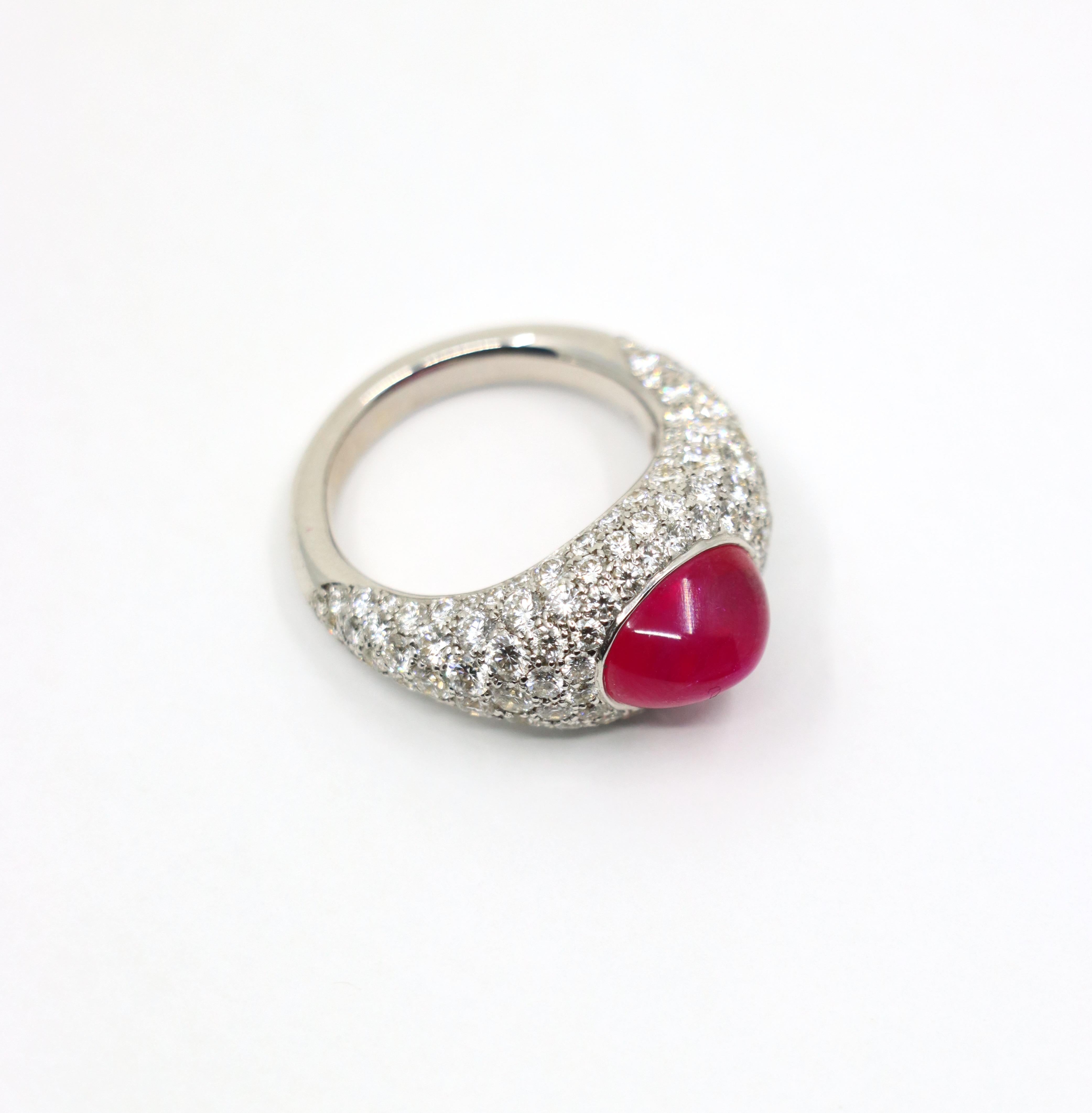 18K White Gold Ruby Diamonds Ring For Sale 4