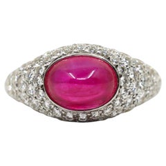 18K White Gold Ruby Diamonds Ring
