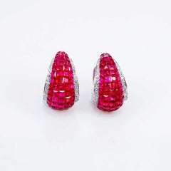 18K White gold Ruby Invisible Hoop Earrings