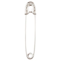 18K White Gold Safety Pin with Diamonds #14608