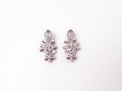 18K White Gold Sakura Floral  Spinel Sapphire Earrings