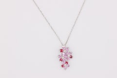 18K White Gold Sakura Floral  Spinel Sapphire Necklace