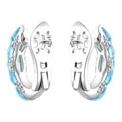 18K White Gold Santa Maria Aquamarine Diamond Earrings