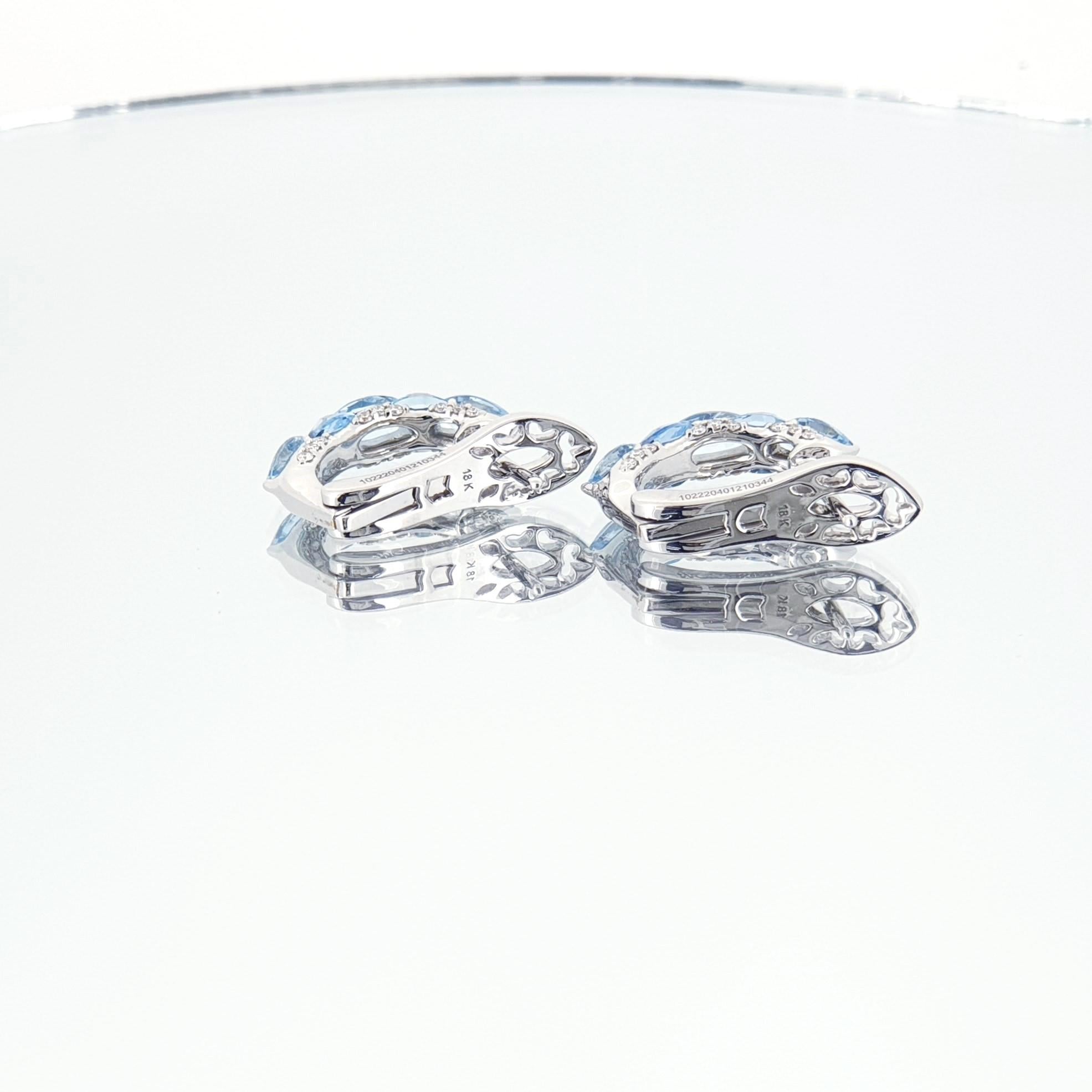 Contemporary 18K White Gold Santa Maria Aquamarine Diamond Earrings For Sale