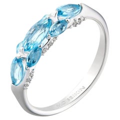 18K White Gold Santa Maria Aquamarine Diamond Ring