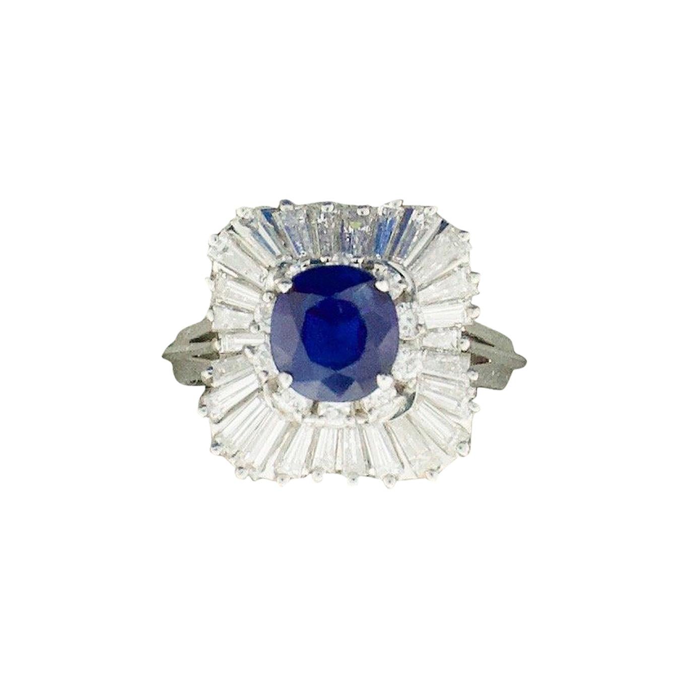 Anillo Bailarina Zafiro y Diamantes Oro Blanco 18K