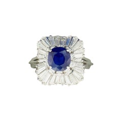 Retro 18K White Gold Sapphire and Diamond Ballerina Ring