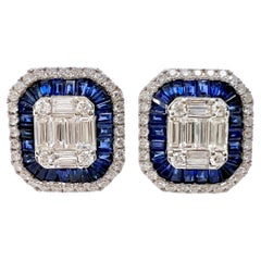 18k White Gold Sapphire and Diamond Earrings