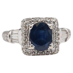 18k White Gold Sapphire and Diamond Engagement Ring