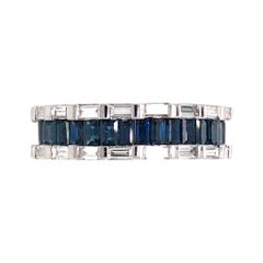 18k White Gold Sapphire and Diamond Eternity Band Ring
