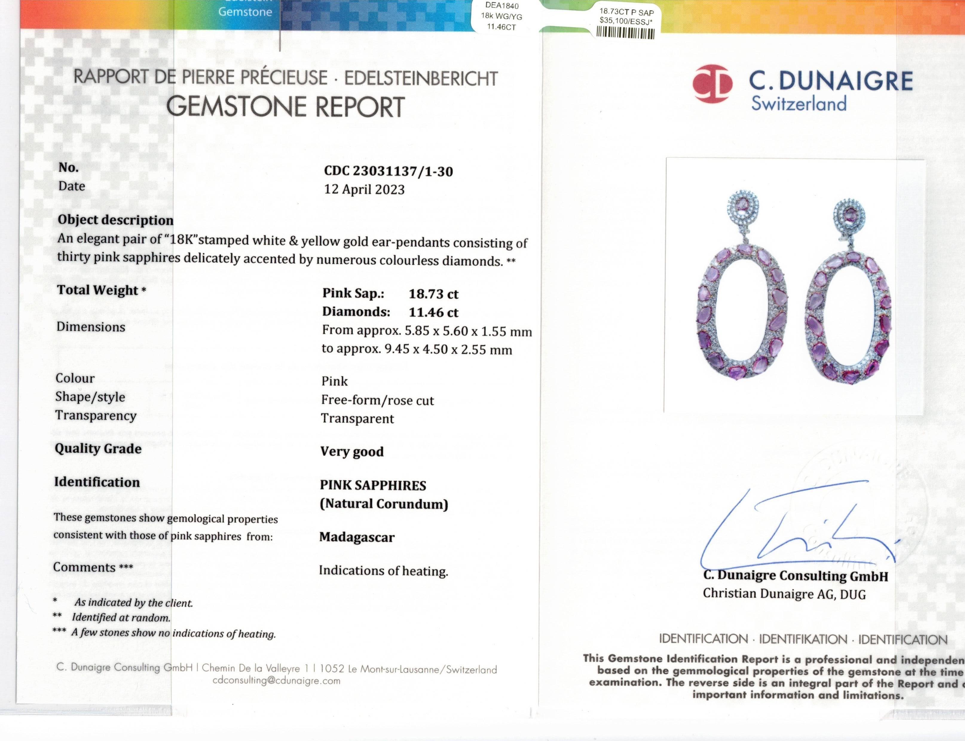 18K White Gold Sapphire and Diamond Hoop Earrings In New Condition For Sale In New York, NY