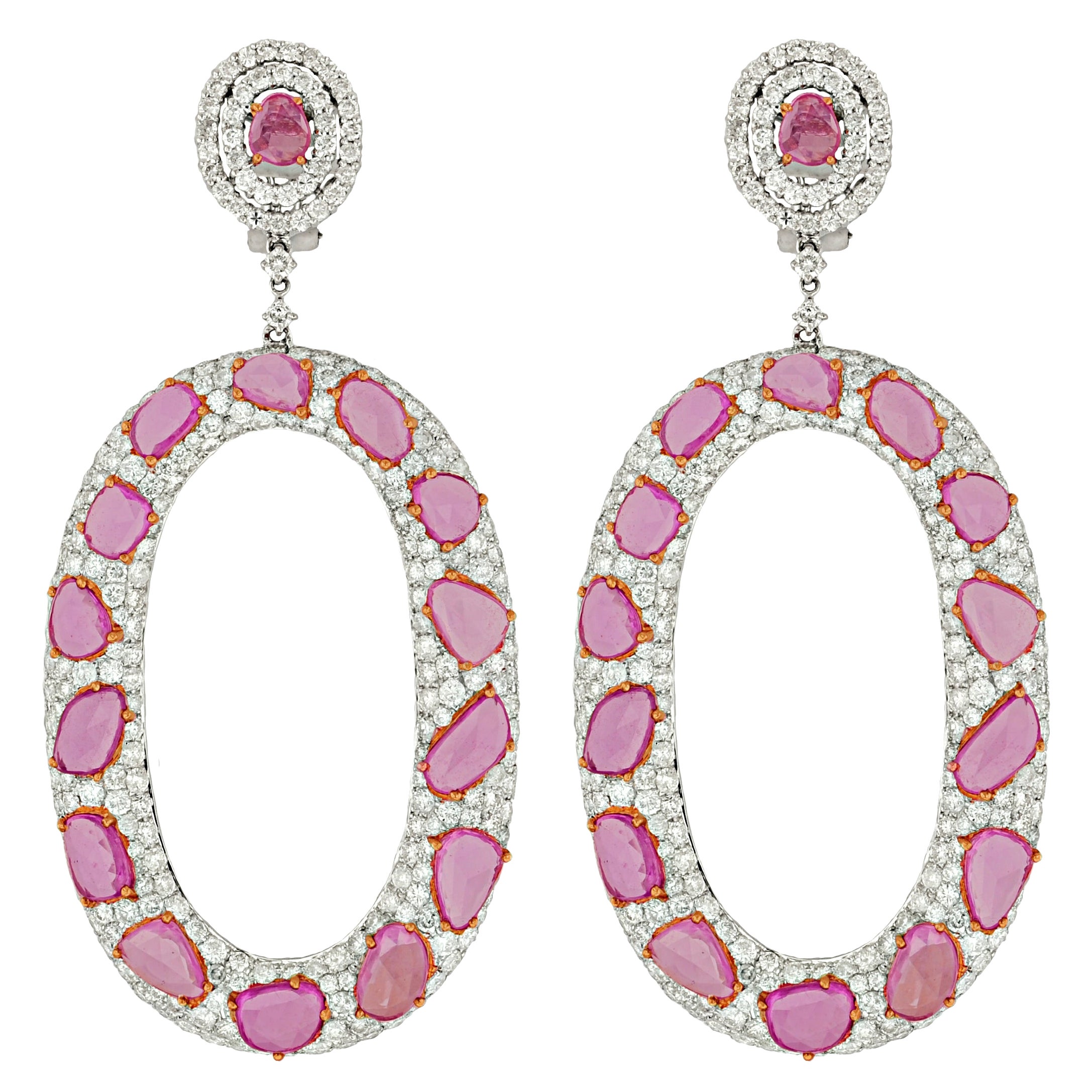 Pendientes de aro de zafiro y diamantes de oro blanco de 18 quilates en venta