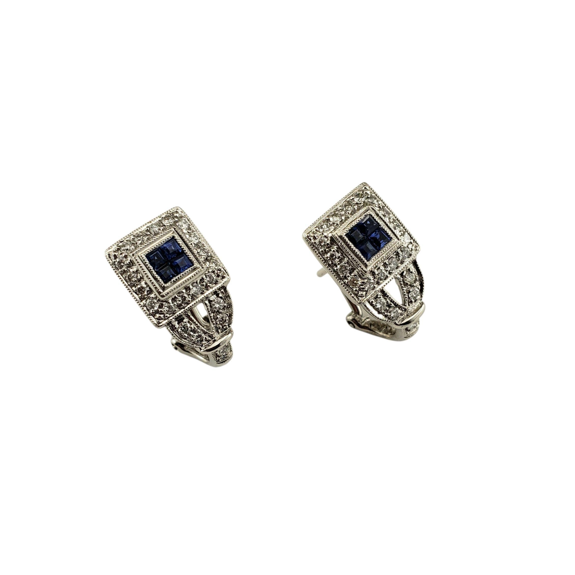 Contemporain Boucles d'oreilles en or blanc 18K avec saphir et diamant #23317 en vente