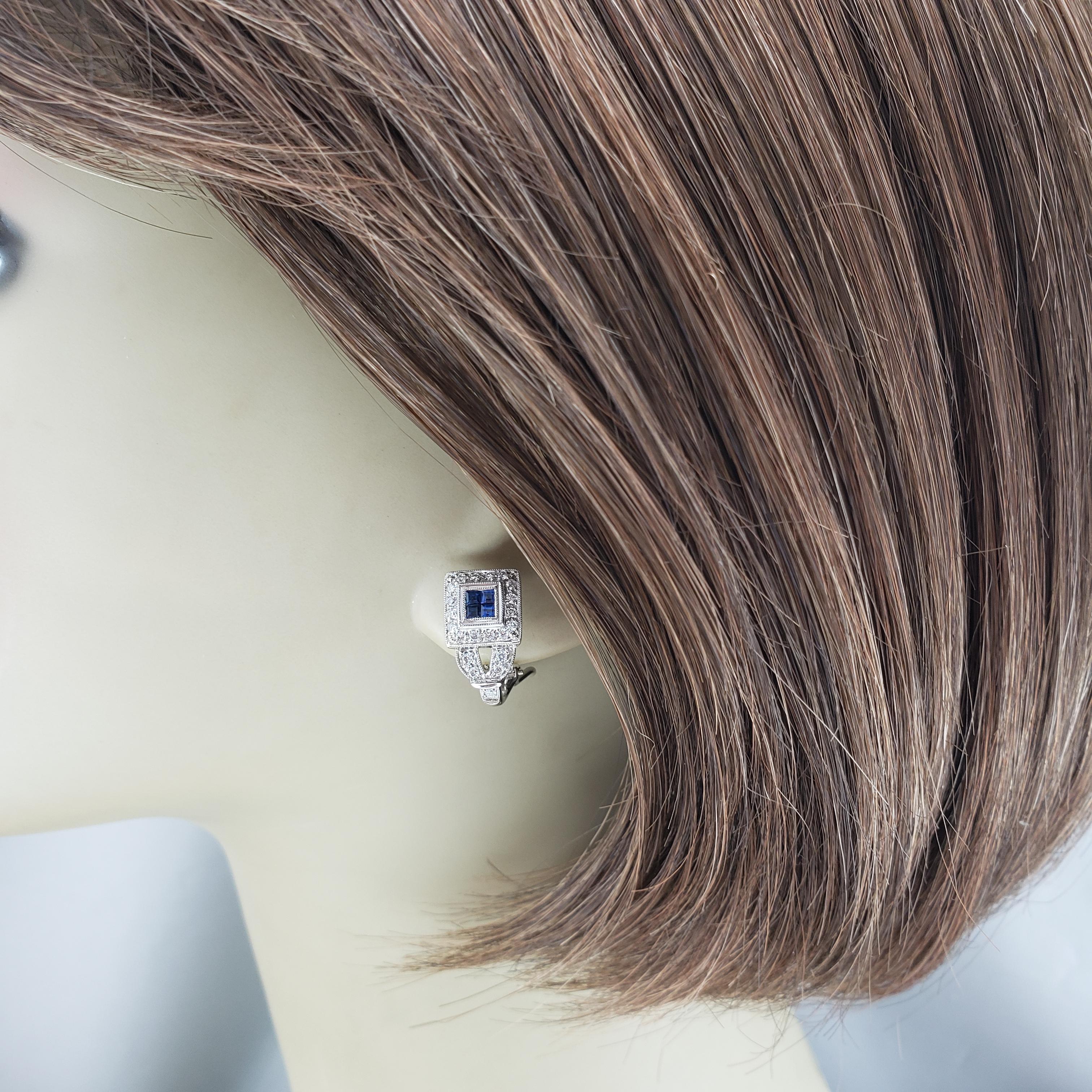 Boucles d'oreilles en or blanc 18K avec saphir et diamant #23317 en vente 1