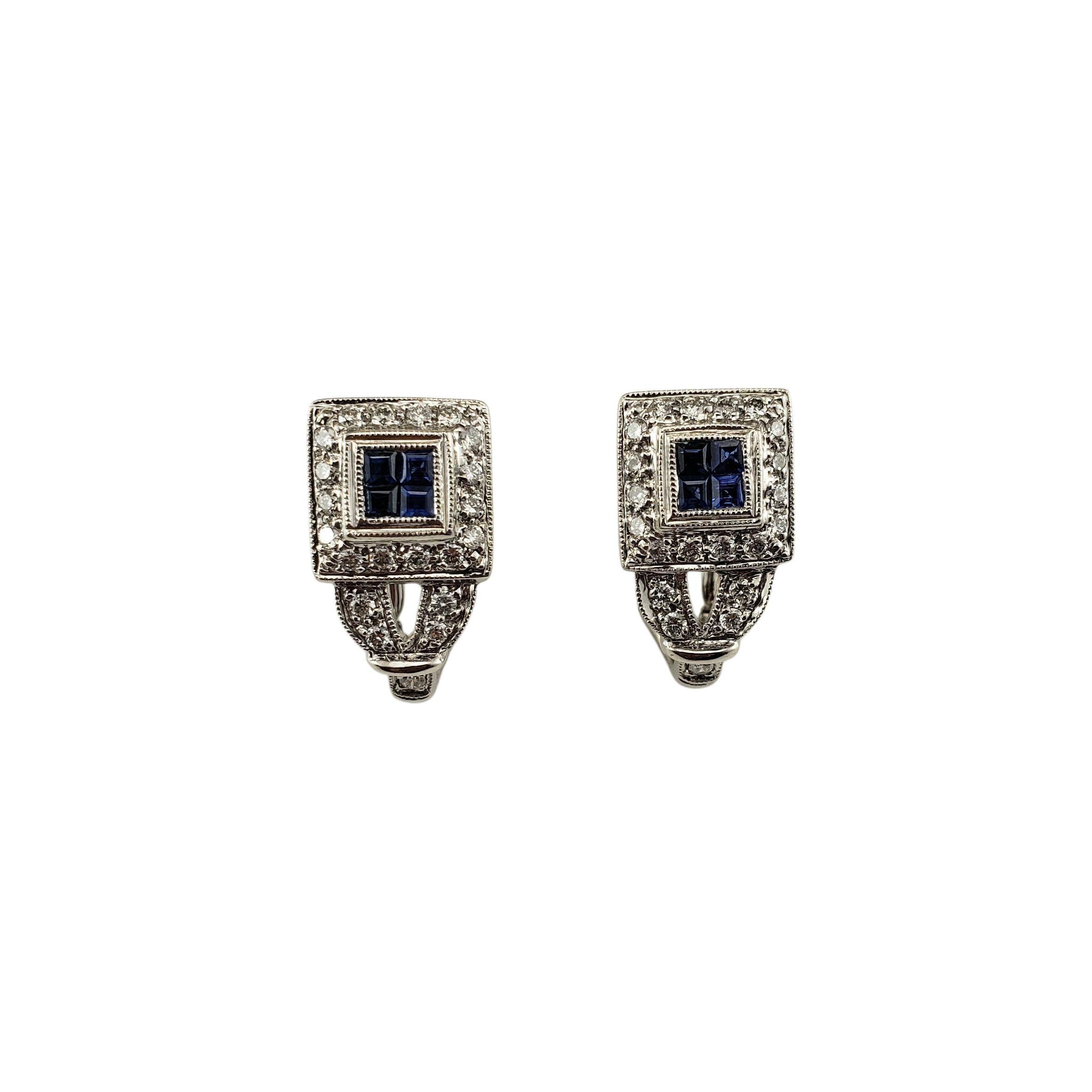 Boucles d'oreilles en or blanc 18K avec saphir et diamant #23317