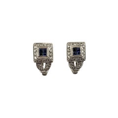 Boucles d'oreilles en or blanc 18K avec saphir et diamant #23317