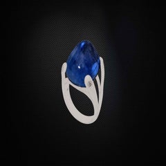 18K White Gold Sapphire and Diamond Ring