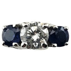 Vintage 18K White Gold Sapphire and Diamond Ring Size 6 #15731