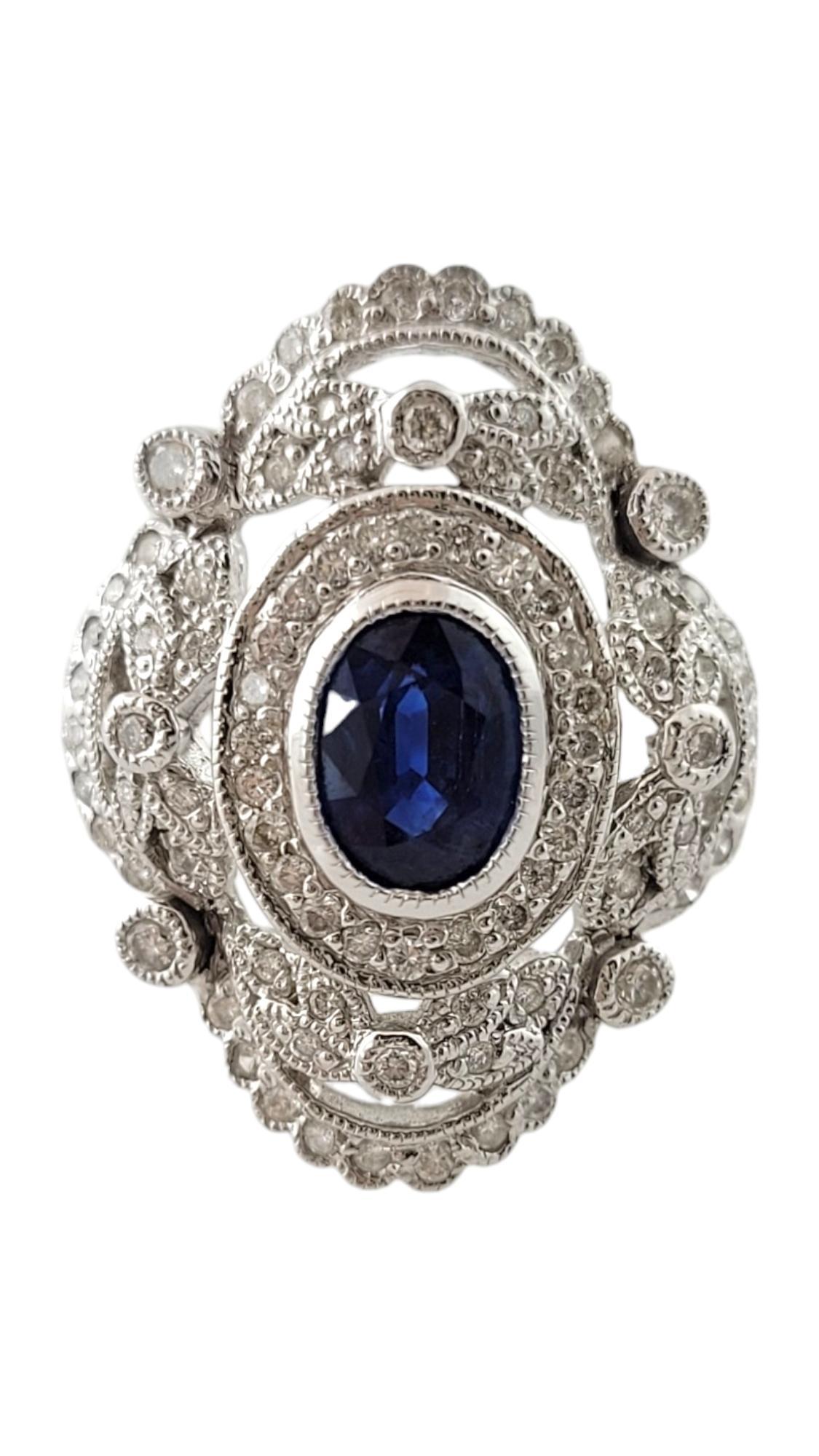18K White Gold Sapphire and Diamond Ring Size 7 #16471 For Sale