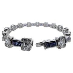 18k White Gold Sapphire and Diamond Tennis Bracelet