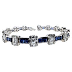 18k White Gold Sapphire and Diamond Tennis Bracelet