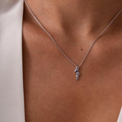 18k White Gold Sapphire & Aquamarine Small Cascade Pendant