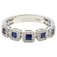 18k White Gold Sapphire Cts 0.22 Diamond Engagement Ring