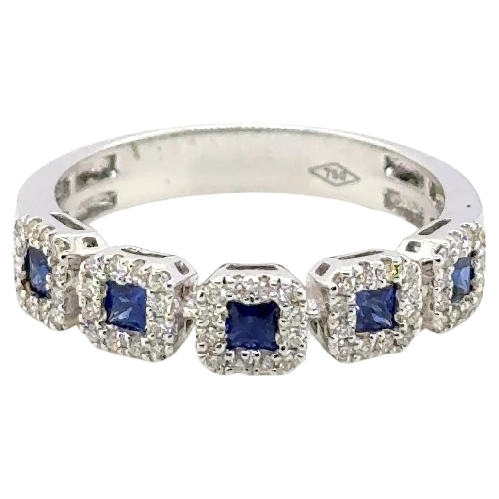 18k White Gold Sapphire Cts 0.22 Diamond Engagement Ring