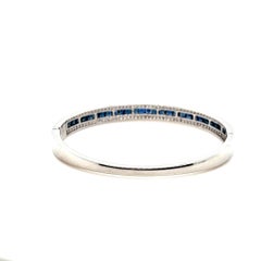 18K White Gold Sapphire Diamond Bangle