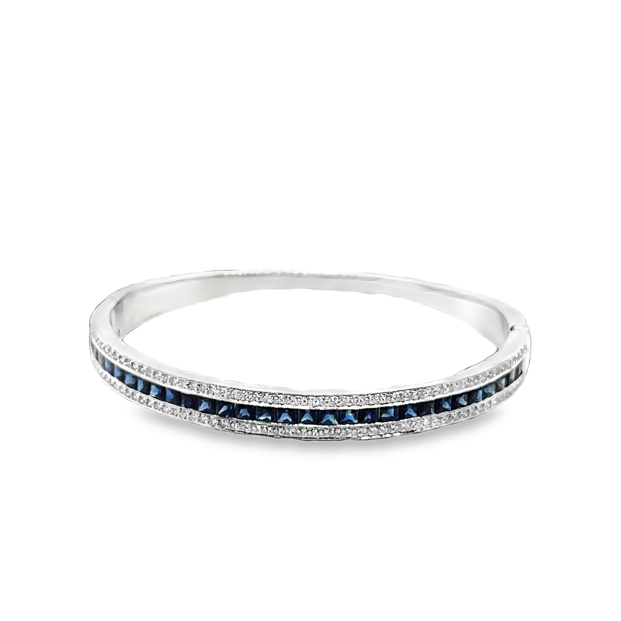 Bracelet en or blanc 18K saphir diamant Bon état - En vente à Coral Gables, FL