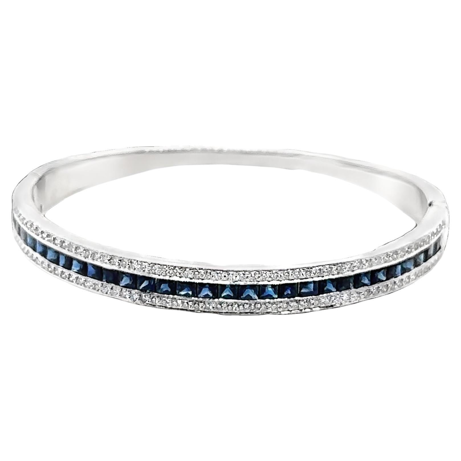 Bracciale in oro bianco 18 carati con zaffiro e diamante